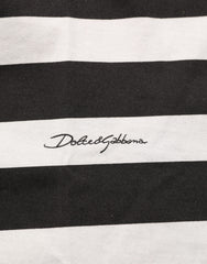 Dolce & Gabbana Black White Stripes Cotton Sleeveless T-shirt