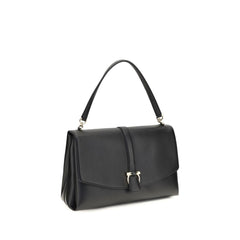 Ferragamo Black Calf Leather Bos Taurus Shoulder Bag