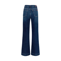 7FOR Blue Cotton Flared Jeans