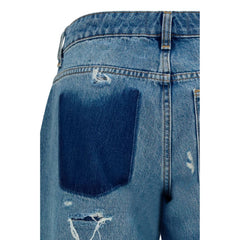 7FOR Blue Cotton Straight-Leg Jeans