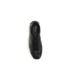 Prada Black Calf Leather Bos Taurus Low Top Sneakers