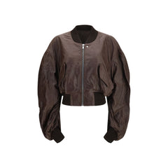 Rick Owens Brown Calf Leather Bos Taurus Bomber