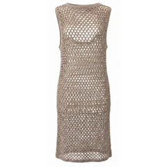 Malo Beige Cotton Women Dress