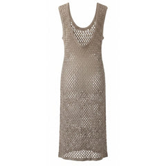 Malo Beige Cotton Women Dress