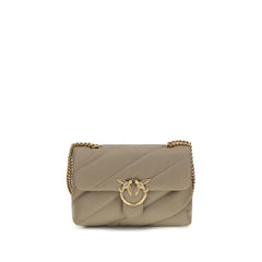 PINKO Gray Calf Leather Bos Taurus Shoulder Bag
