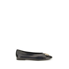 Tory Burch Black Calf Leather Bos Taurus Ballet Flats