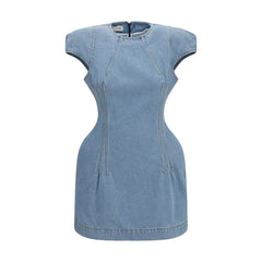 Magda Butrym Blue Cotton Casual Dress