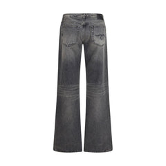 R13 Gray Cotton Straight-Leg Jeans