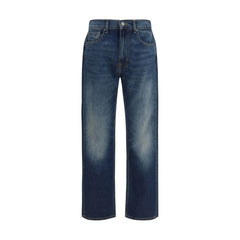 7FOR Blue Cotton Straight-Leg Jeans