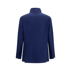 Brunello Cucinelli Blue Cashmere Full-Length Jacket