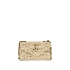 Saint Laurent Beige Raffia Shoulder Bag