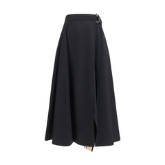 Burberry Black Wool Oves Aries Midi Skirt