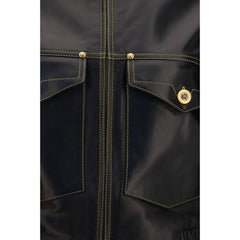 Versace Black Lamb Ovis Aries Aries Leather Jacket