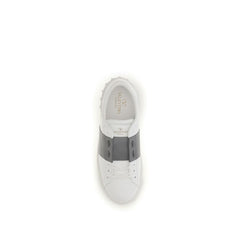 Valentino Garavani Silver Calf Leather Bos Taurus Low Top Sneakers