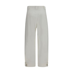 Max Mara White Cotton Cropped Pants