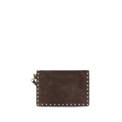Valentino Garavani Brown Suede Leather Wallet