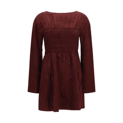 Ganni Bordeaux Acetate Casual Dress