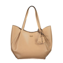 Guess Jeans Beige Polyurethane Women's Bag with Shoulder Handles