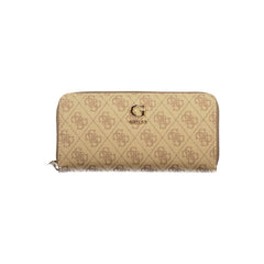 Guess Jeans Beige Polyurethane Women's Wallet with Functional Compartments