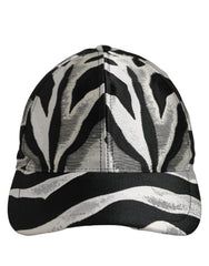 Dolce & Gabbana Men Black Silver Zebra Pattern Baseball Cap Hat