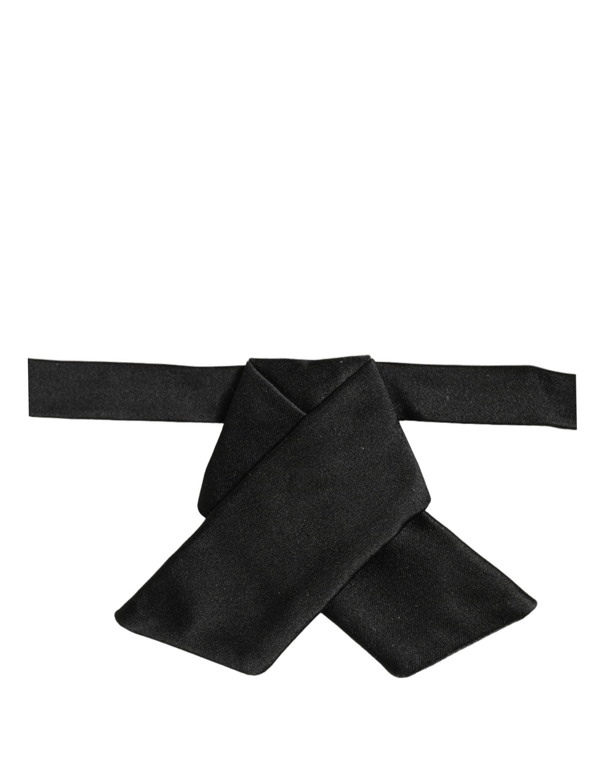 Dolce & Gabbana Men Black 100% SIlk Adjustable Neck Papillon Bow Tie