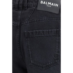 Balmain Black Cotton Straight-Leg Jeans