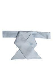 Dolce & Gabbana Men Light Blue SIlk Adjustable Neck Papillon Bow Tie