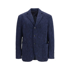 Etro Blue Wool Oves Aries Jacket