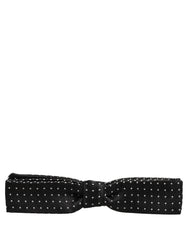 Dolce & Gabbana Black White Polka Dot Adjustable Neck Papillon Bow Tie