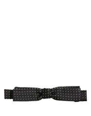Dolce & Gabbana Black White Polka Dot Adjustable Neck Papillon Bow Tie