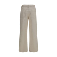 Mother Denim White Cotton Relaxed Fit Jeans