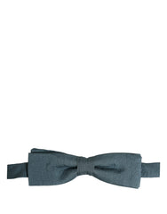 Dolce & Gabbana Men Steel Blue 100% Silk Adjustable Neck Papillon Bow Tie