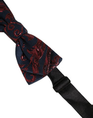 Dolce & Gabbana Men Blue Red Paisley Adjustable Neck Papillon Bow Tie