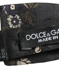 Dolce & Gabbana Men Black Floral Silk Adjustable Neck Papillon Bow Tie