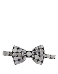 Dolce & Gabbana Men Black Silver Circles Adjustable Neck Papillon Bow Tie