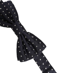 Dolce & Gabbana Black White Polka Dot Adjustable Neck Papillon Bow Tie