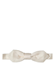 Dolce & Gabbana Men Off White Silk Adjustable Neck Papillon Bow Tie