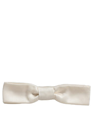 Dolce & Gabbana Men White 100% Silk Adjustable Neck Papillon Bow Tie
