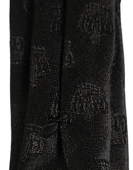 Dolce & Gabbana Men Black Crown Print Silk Adjustable Tied Necktie Tie