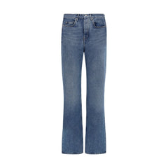 Off-White Blue Cotton Straight-Leg Jeans