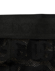 Dolce & Gabbana Black All Over Logo Print Sheer Pantyhose Underwear