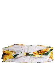 Dolce & Gabbana White Sunflower Print Bandeau Beachwear Bikini Top