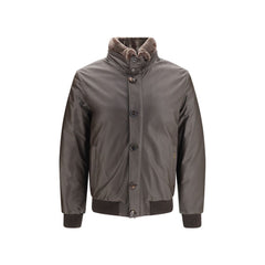 MooRER Brown Leather Full-Length Jacket