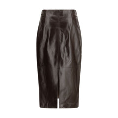 Arma Brown Leather Long Skirt