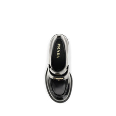 Prada Black Calf Leather Bos Taurus Platform Loafers