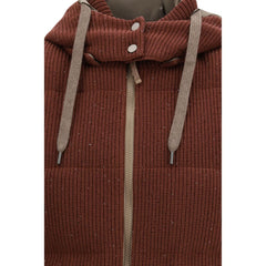 Brunello Cucinelli Brown Cotton Sleeveless Jacket