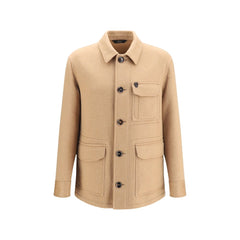 Brioni Beige Cashmere Leather Jacket