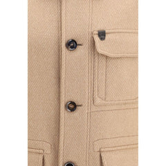 Brioni Beige Cashmere Leather Jacket