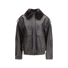 Loulou De Saison Brown Calf Leather Bos Taurus Bomber