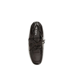 Prada Brown Calf Leather Bos Taurus Slip-On Loafers